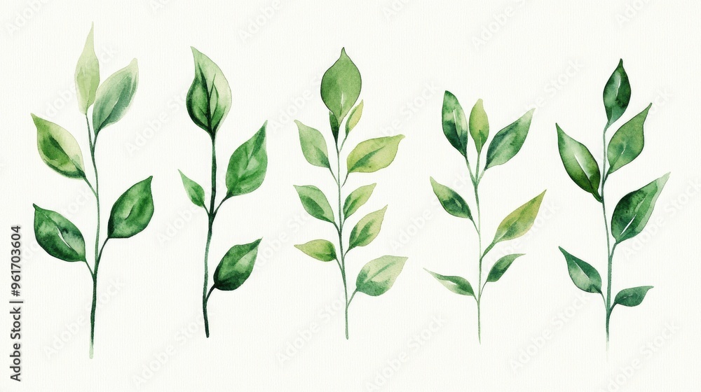 Elegant Watercolor Botanical Leaves - A Fresh Perspective on Nature's Beauty Elegant Watercolor Botanical Leaves - A Fresh Perspective on Nature's Beauty