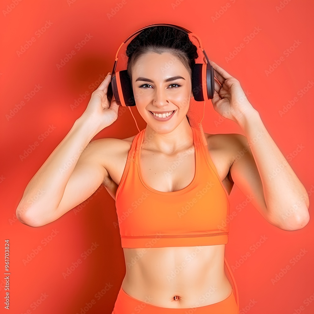Naklejka premium woman listening to music