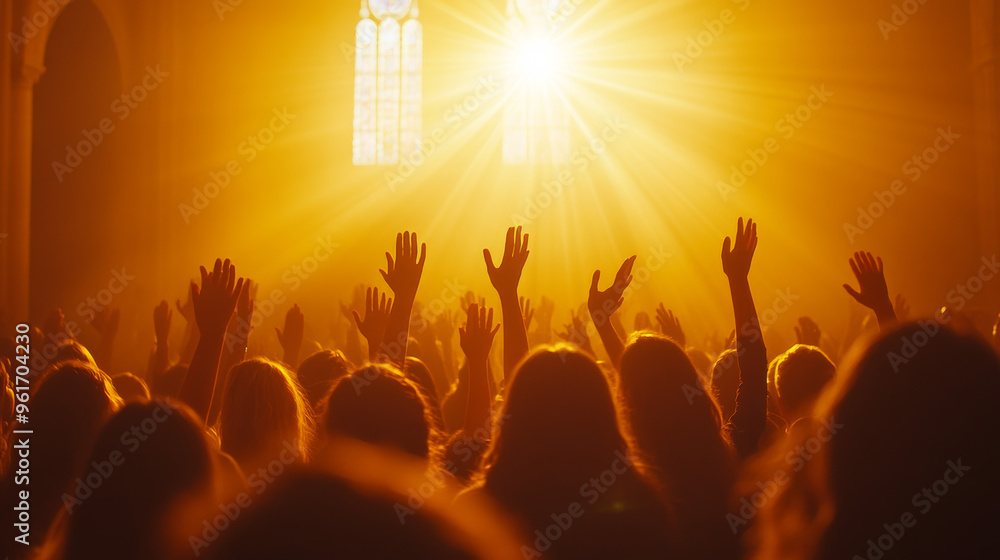 Silhouettes of People Raising Hands in Church Silhouettes of People Raising Hands in Church