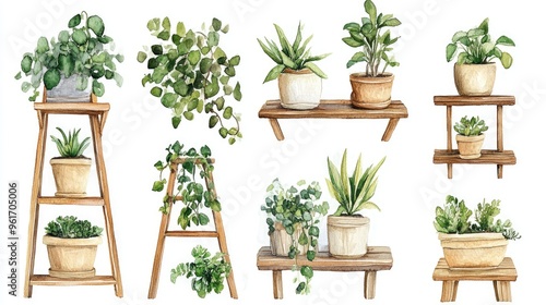 Beautiful Indoor Plant Displays: A Lovely Collection of Shelved Greenery and Succulents for Home Decor