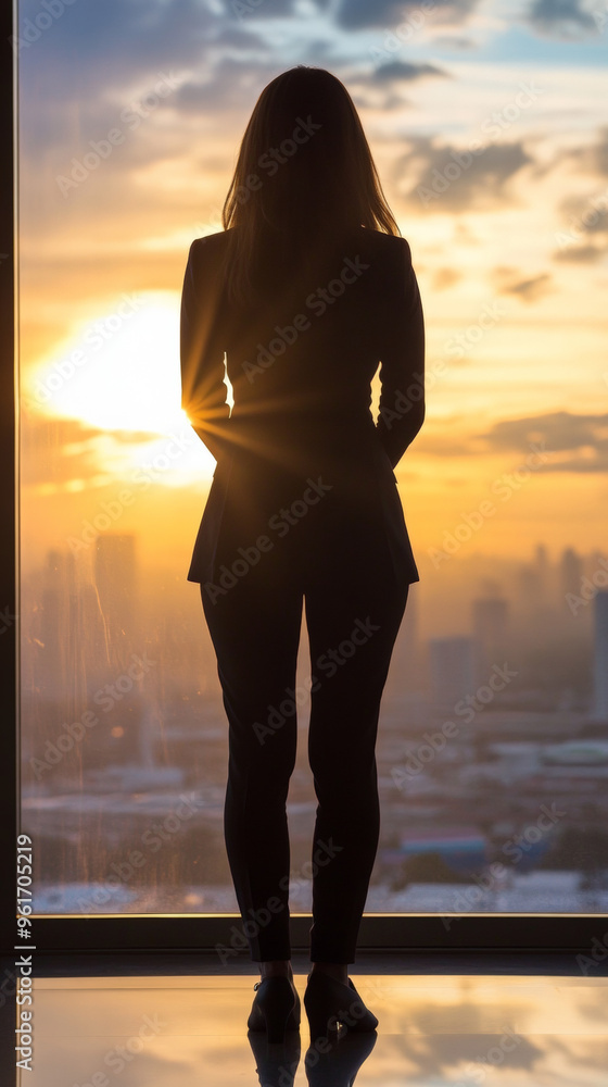 Women leadership, female silhouette standing Women leadership, female silhouette standing