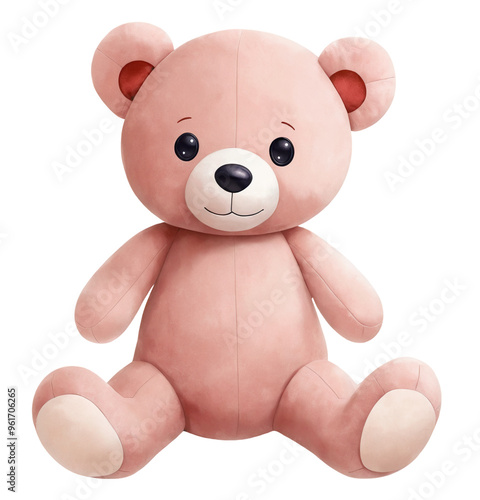 Adorable pink teddy bear toy on transparent background