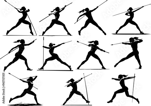 collection of silhouette designs of young women exercising