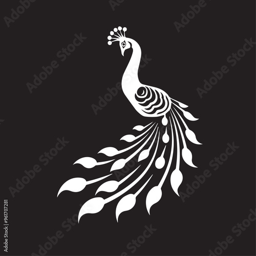 Peacock in cartoon, doodle style . Image for t-shirt, web, mobile apps and ui. Isolated 2d vector illustration in logo, icon, sketch style, Eps 10, black and white. AI Generative