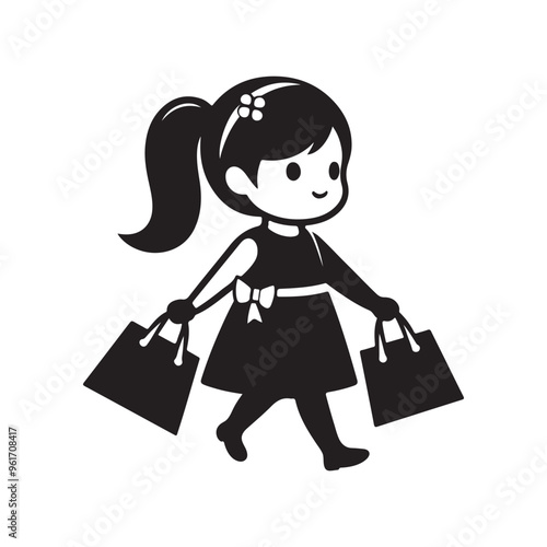 Cute girl Isolated shopping sale...vector illustration with white background