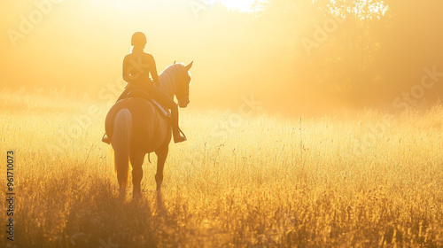 Horseback Riding at Sunset: A Golden Hour Silhouette