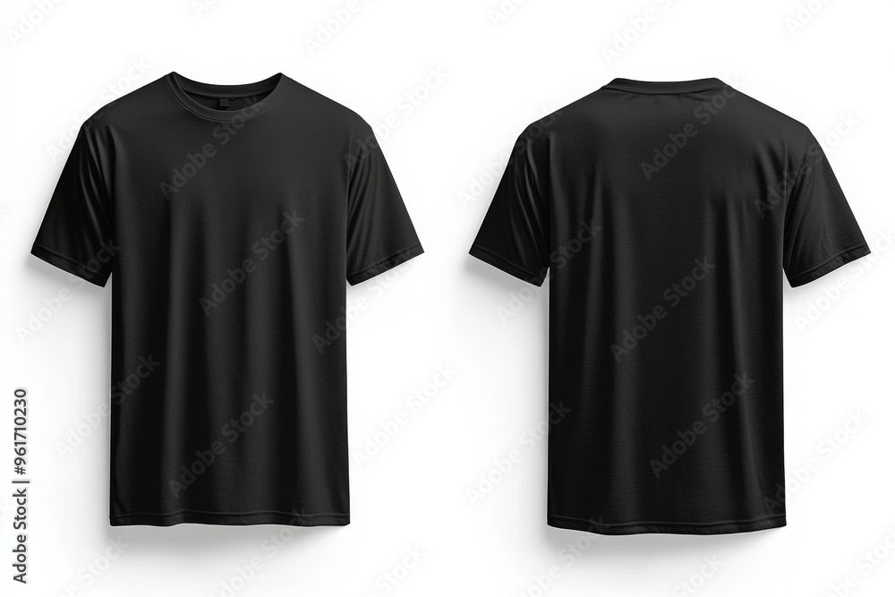 Black Tshirt Mockup Front and Back Isolated created with Generative AI Black Tshirt Mockup Front and Back Isolated created with Generative AI