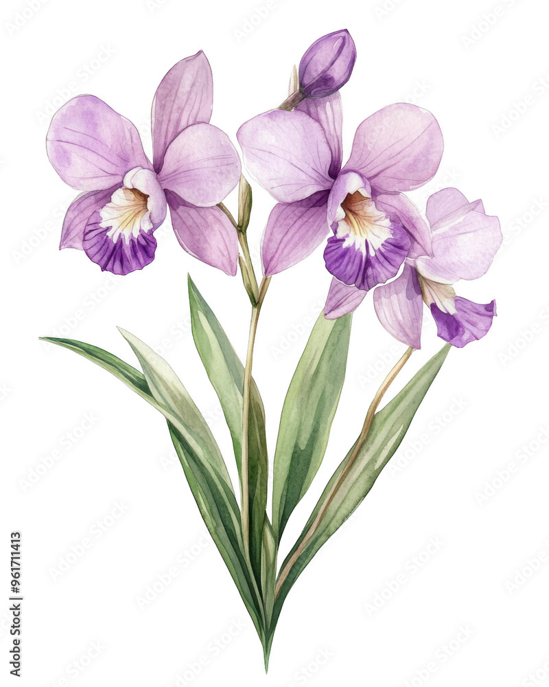 Obraz premium A delicate watercolor painting of a Miltonia Orchid