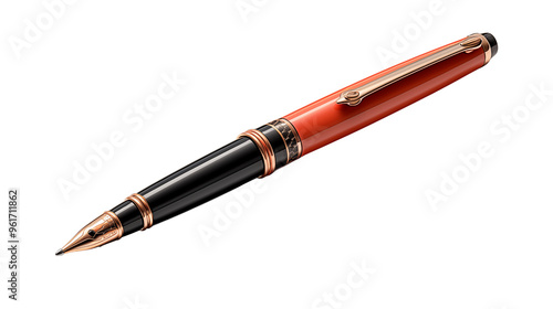 vintage pen, studio view, isolated on transparent background.