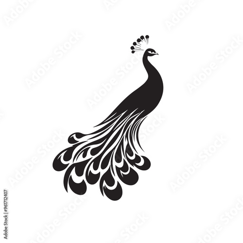 Peacock in cartoon, doodle style . Image for t-shirt, web, mobile apps and ui. Isolated 2d vector illustration in logo, icon, sketch style, Eps 10, black and white. AI Generative