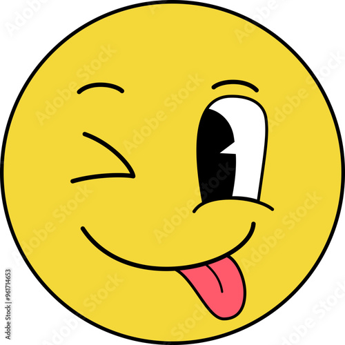 Retro Emoji winking face with tongue