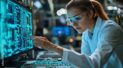 Female Engineer Working on Circuit Board