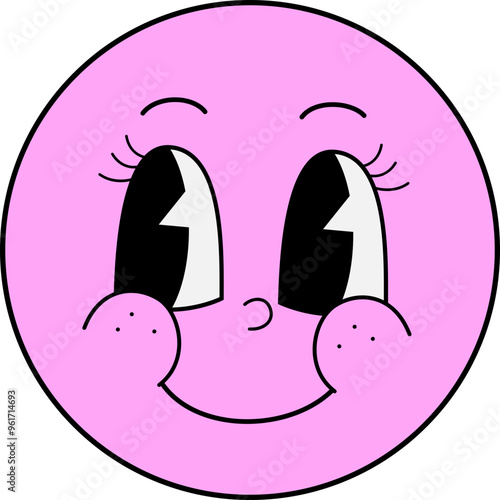 Retro Emoji shy girl with eyelashes