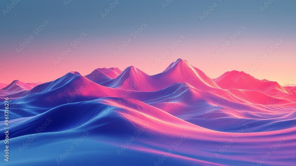 A beautiful mountain range with a pink and blue sky A beautiful mountain range with a pink and blue sky