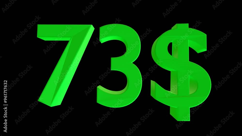 73 dollar animation isolated on black background for business concept 73 dollar animation isolated on black background for business concept