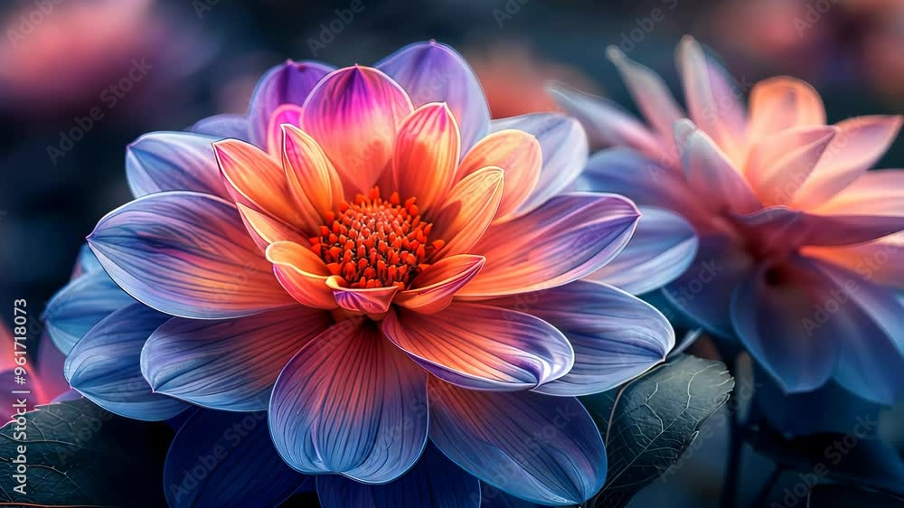 Vibrant dahlia flower in full bloom, close-up view. Nature's beauty and color explosion
