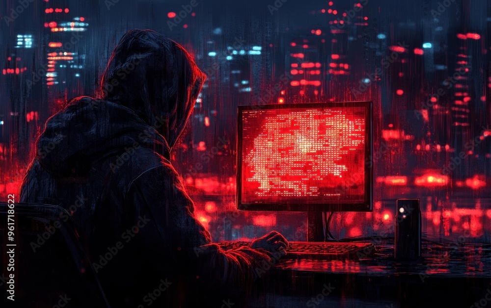 Cyberpunk Hacker Working Late Cyberpunk Hacker Working Late