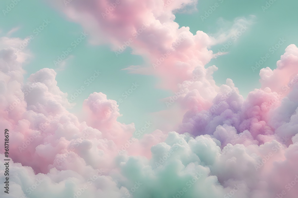 Soft pastel clouds of pink lavender and mint green blending smoothly into an ethereal abstract, AI Generated Soft pastel clouds of pink lavender and mint green blending smoothly into an ethereal abstract, AI Generated