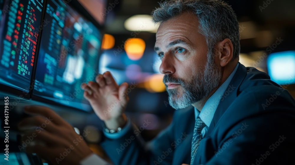 Businessman Monitoring Stock Market Data Businessman Monitoring Stock Market Data
