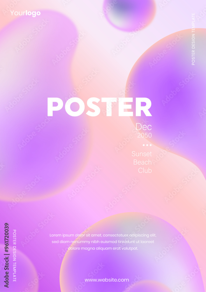 Abstract purple and pink liquid wavy shapes futuristic banner. Glowing retro waves vector background, liquid Poster Abstract purple and pink liquid wavy shapes futuristic banner. Glowing retro waves vector background, liquid Poster