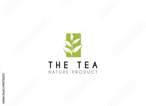 Tea leaf logo design template. Tea shop icon, tea store, packaging product logo vector illustration.