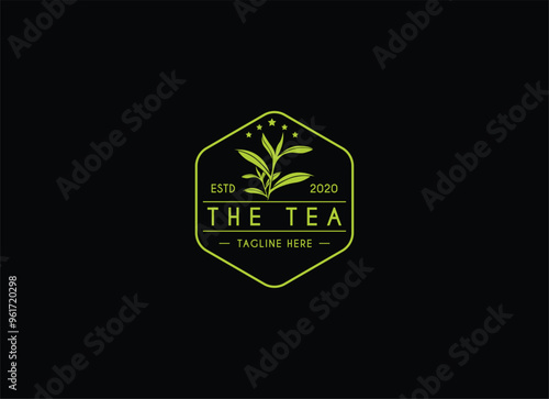 Tea leaf logo design template. Tea shop icon, tea store, packaging product logo vector illustration.