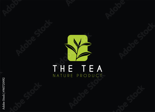 Tea leaf logo design template. Tea shop icon, tea store, packaging product logo vector illustration.