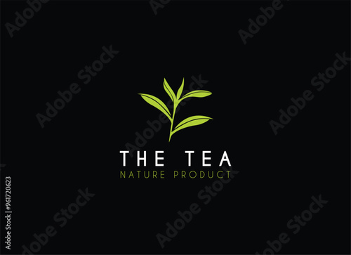 Tea leaf logo design template. Tea shop icon, tea store, packaging product logo vector illustration.