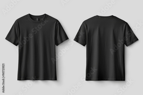 Black Tshirt Mockup Front and Back Isolated created with Generative AI