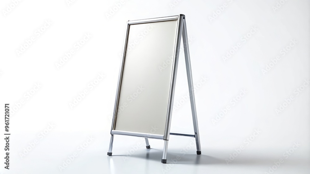 Perfect for displaying your unique message, this portable sign stand features a removable blank sign isolated on a Perfect for displaying your unique message, this portable sign stand features a removable blank sign isolated on a