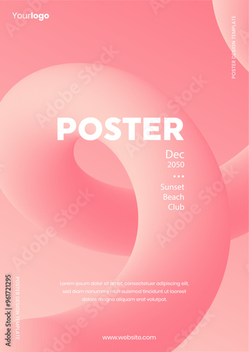 Gradient abstract poster template, Pink Creative design 3d flow shape event poster template, Pink poster template