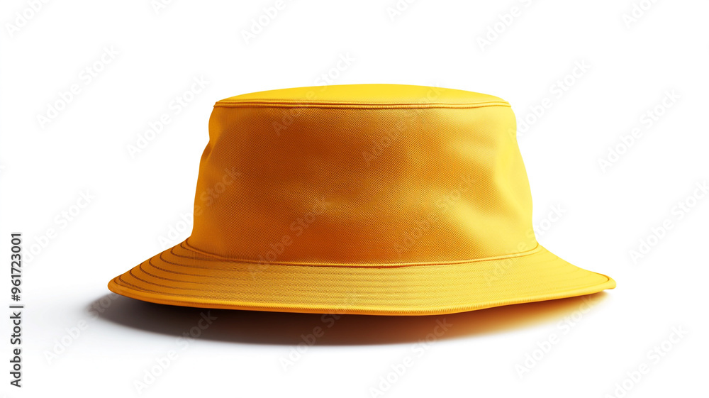3D yellow bucket hat on white background. Mockup for design 3D yellow bucket hat on white background. Mockup for design