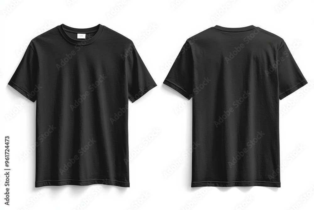 Black Tshirt Mockup Front and Back Isolated created with Generative AI Black Tshirt Mockup Front and Back Isolated created with Generative AI