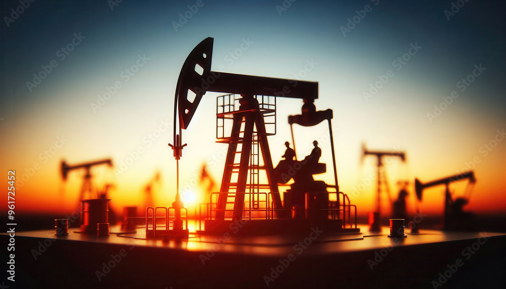 silhouette oil pump at sunset silhouette oil pump at sunset