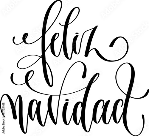 feliz navidad - hand lettering holiday inscription for christmas celebration, calligraphy vector illustration
