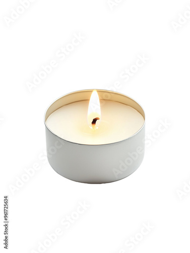 lit tealight candle isolated on transparent background