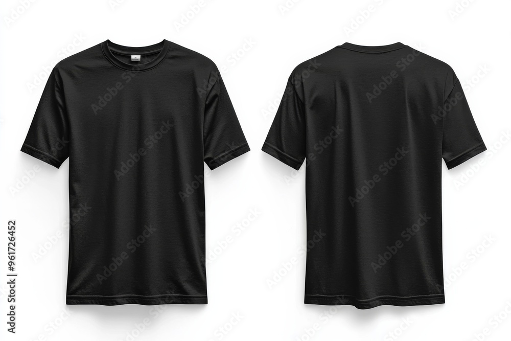 Black Tshirt Mockup Front and Back Isolated created with Generative AI Black Tshirt Mockup Front and Back Isolated created with Generative AI