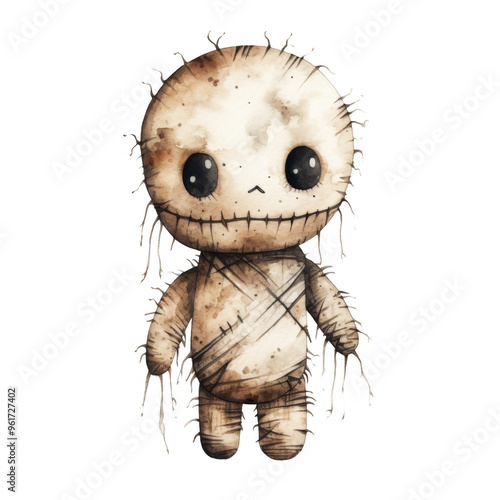 Cute Vodoo Doll Isolated on a Transparent Background photo