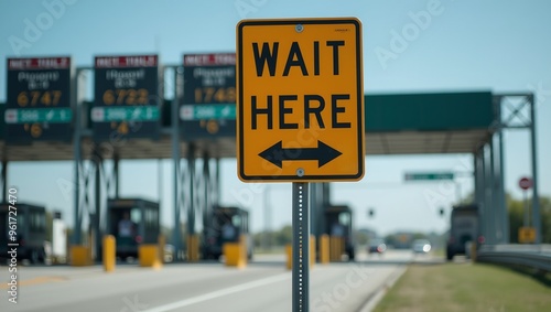 Urban Control Point Wait Here Sign with Toll Booth