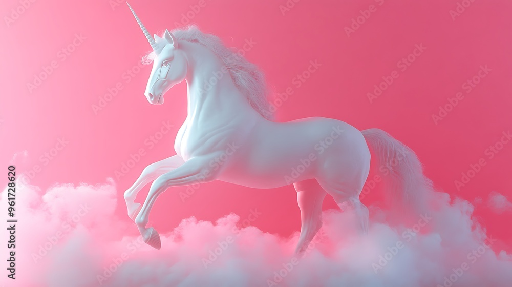 A White Unicorn Stands on a Cloud A White Unicorn Stands on a Cloud