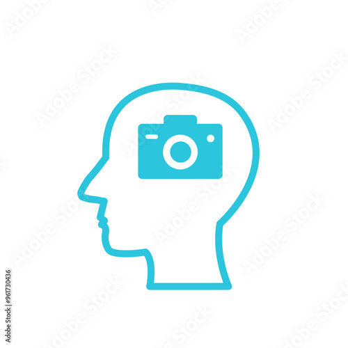 Photographic memory icon. Isolated on white background. From blue icon set.