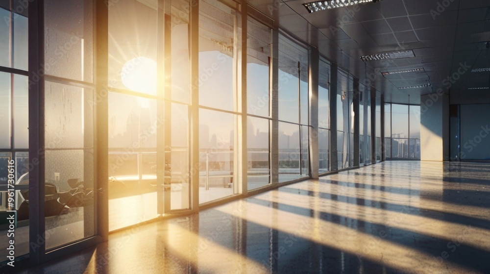 Sunrise Rays in an empty office building Sunrise Rays in an empty office building