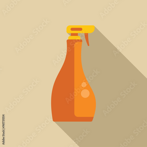 Orange plastic spray bottle with chemical solution for cleaning windows, bathroom or any other room in the house