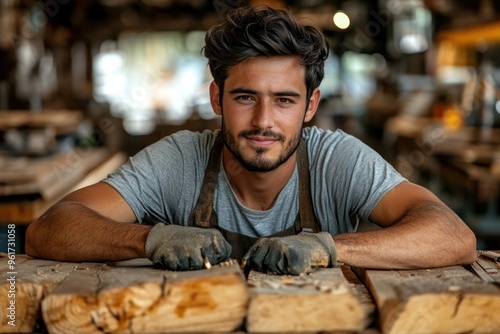 Handsome Carpenter in Workshop