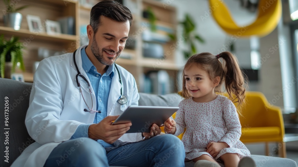 Doctor with Young Girl in Modern Clinic Doctor with Young Girl in Modern Clinic