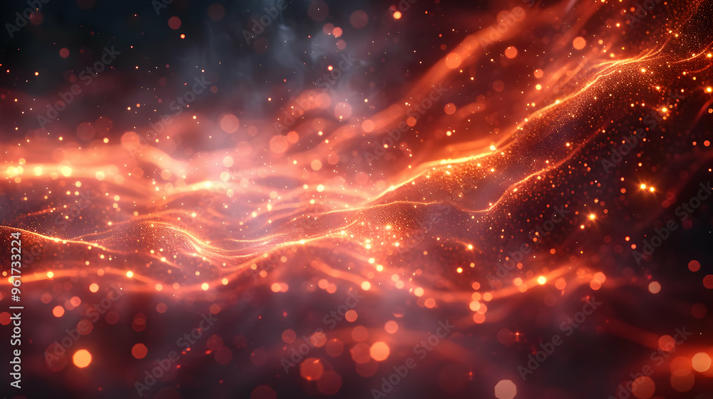 Abstract Background with Red and Orange Glowing Particles Abstract Background with Red and Orange Glowing Particles