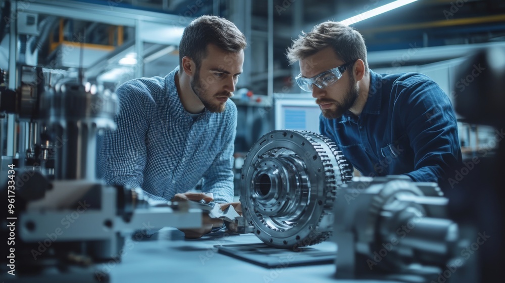 Engineers Collaborating on Industrial Machine Design Engineers Collaborating on Industrial Machine Design