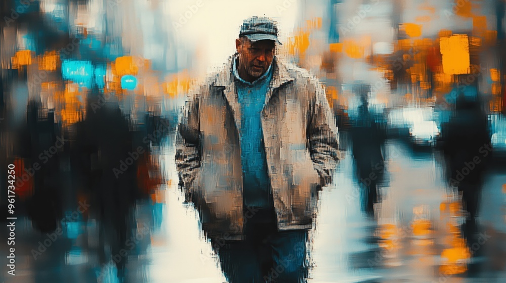 Abstract Cityscape: A Man Walking Through the Urban Blur Abstract Cityscape: A Man Walking Through the Urban Blur