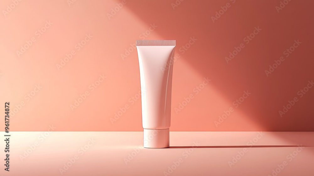 Minimalist style makeup skincare cream design, soft peach background, showcasing modern skincare packaging design, unmarked upright packaging, suitable for minimalist brand concepts. Minimalist style makeup skincare cream design, soft peach background, showcasing modern skincare packaging design, unmarked upright packaging, suitable for minimalist brand concepts.