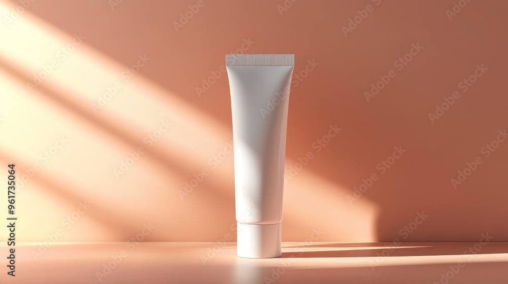 Minimalist style makeup skincare cream design, soft peach background, showcasing modern skincare packaging design, unmarked upright packaging, suitable for minimalist brand concepts. Minimalist style makeup skincare cream design, soft peach background, showcasing modern skincare packaging design, unmarked upright packaging, suitable for minimalist brand concepts.